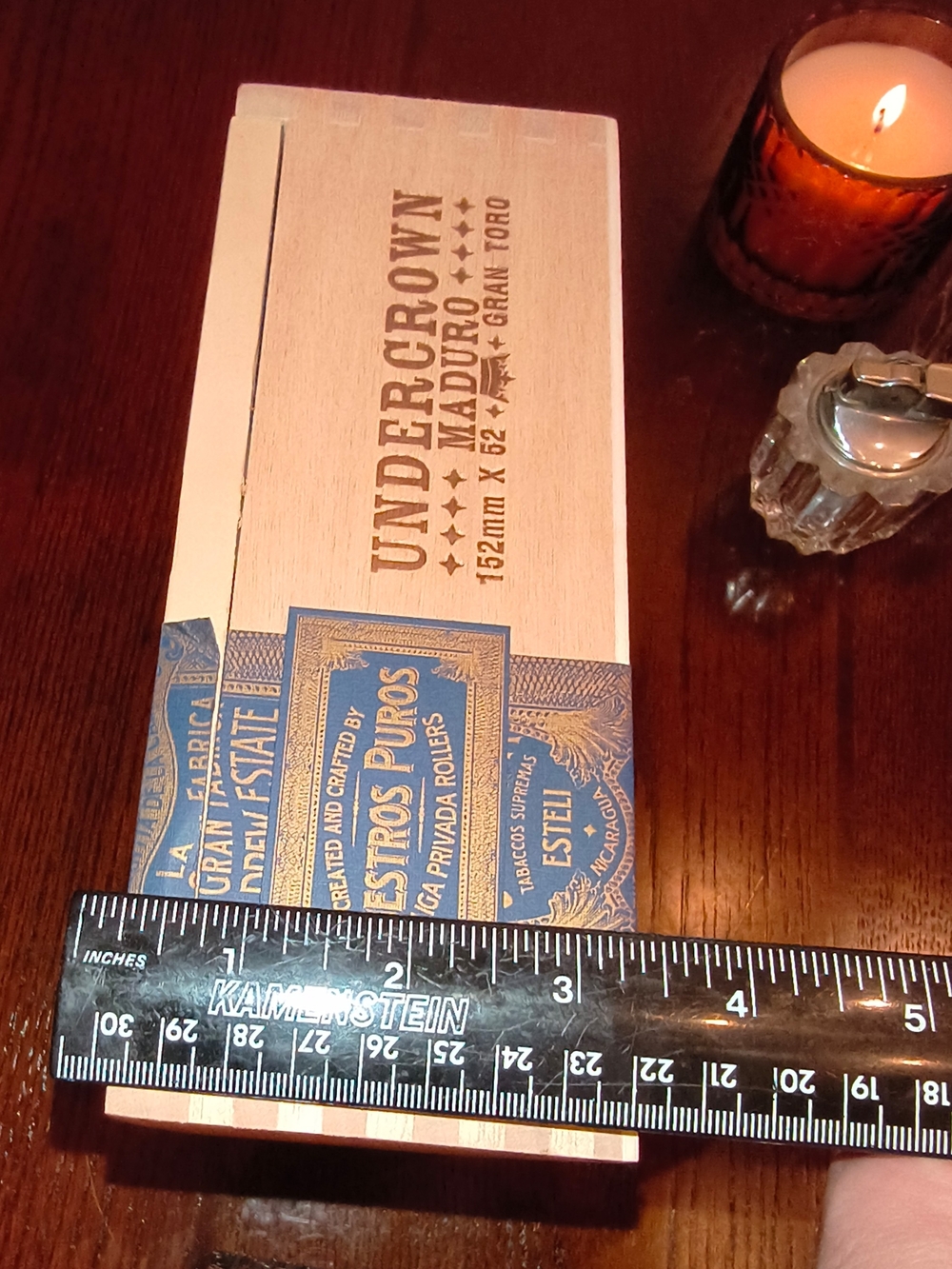 Natural Wood Cigar Box - With Wood Spacer- Store Leftover - Picture 4 of 5